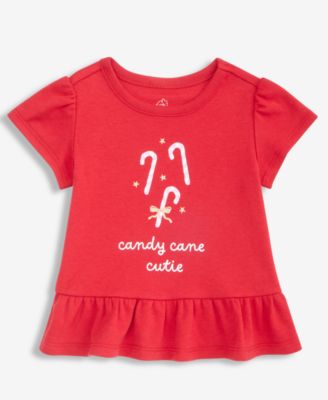 Toddler Girls' 2T-4T Mix & Match Short-Sleeve Candy Cane Peplum Top