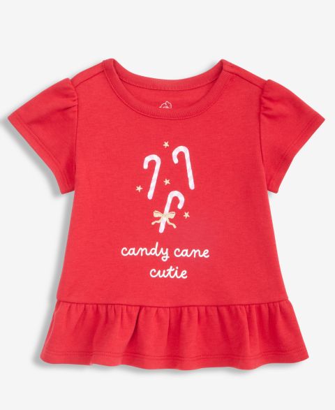 Топ First Impressions Mix & Match Short-Sleeve Candy Cane Peplum для девочек-малышей