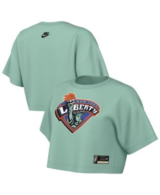 Women's Mint New York Liberty Hardwood Classics Court Origins Throwback Cropped T-Shirt