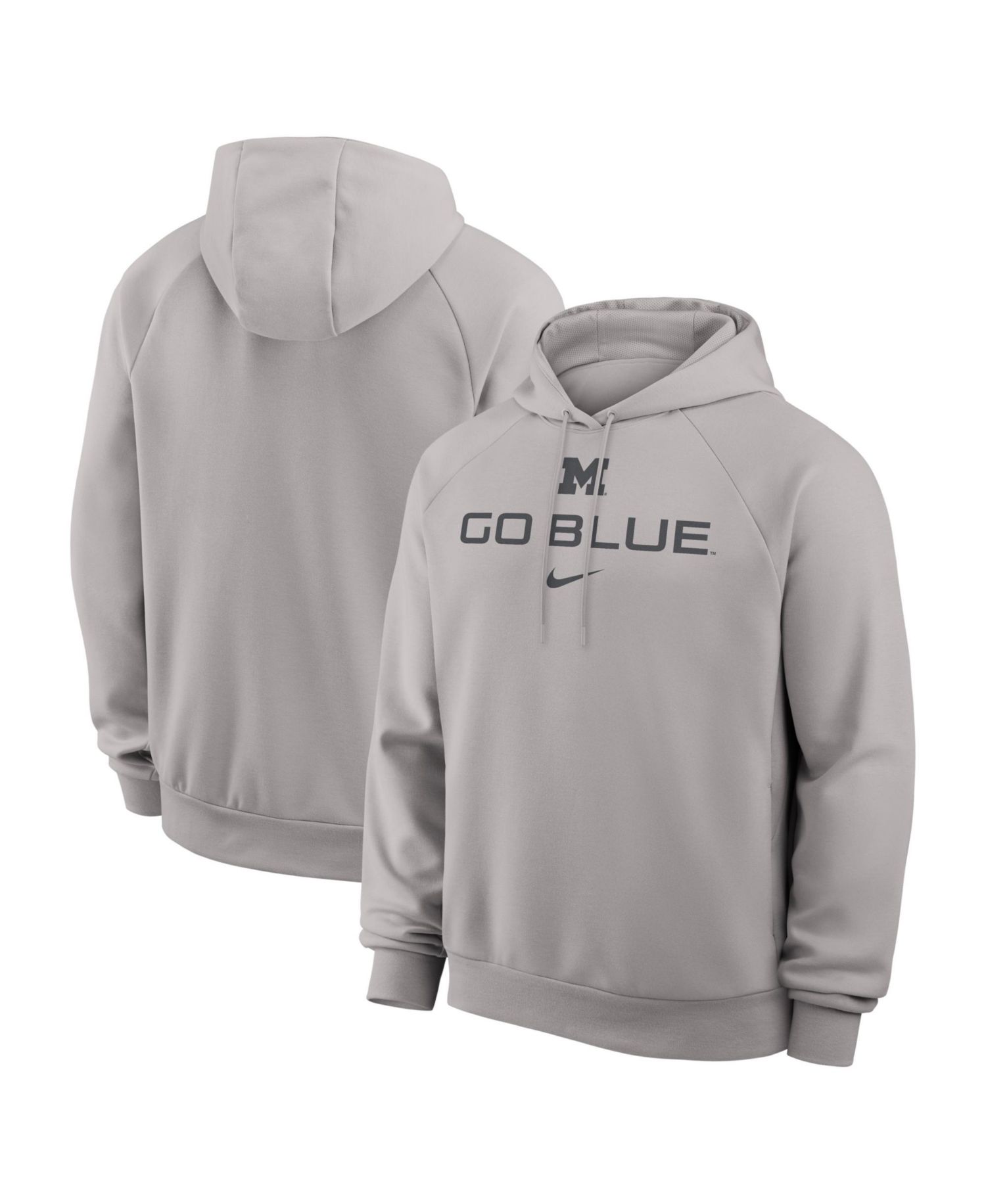 Men's Gray Michigan Wolverines Premium Performance Raglan Dri-FIT Hoodie