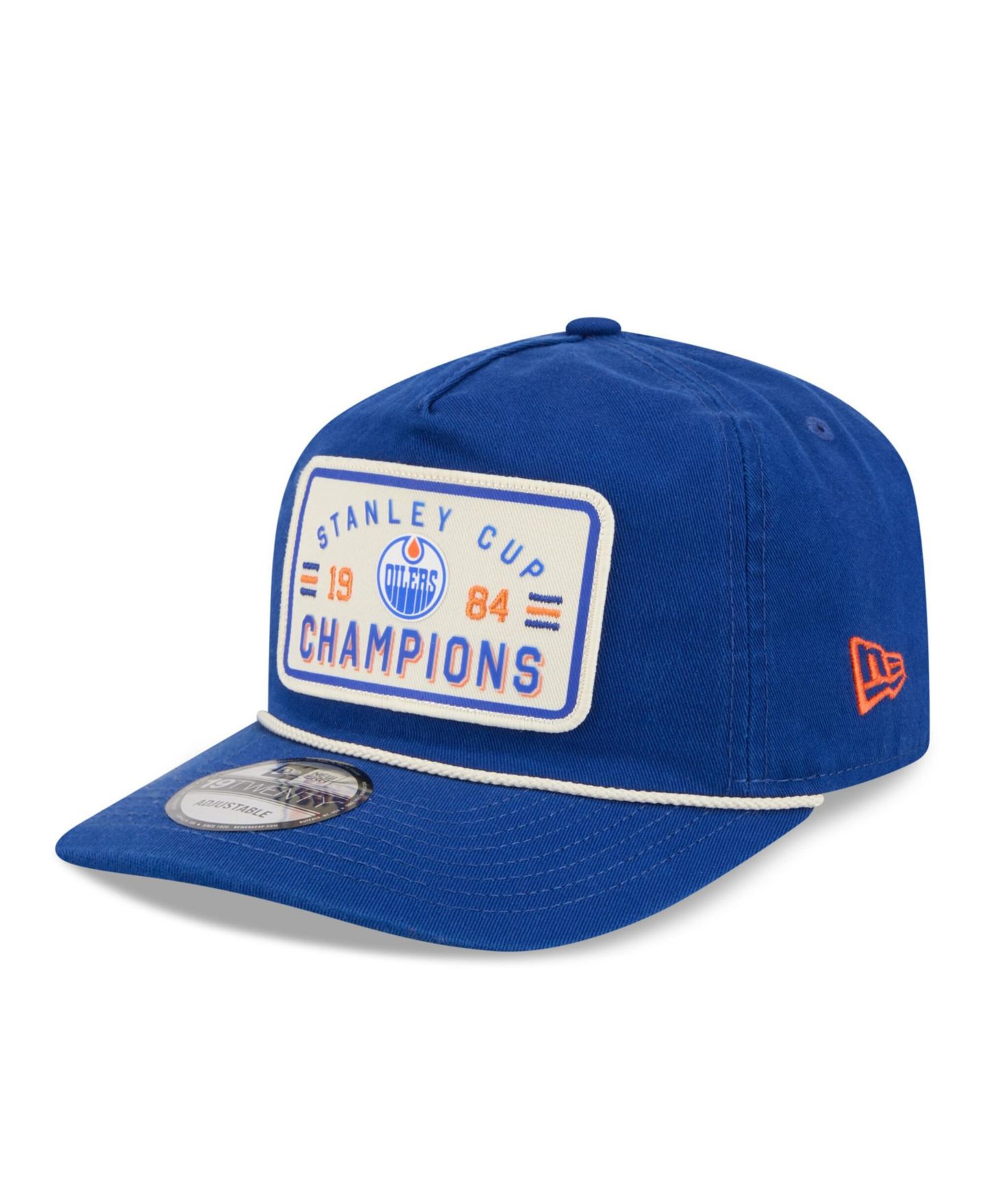 Мужская кепка New Era Royal Edmonton Oilers Throwback Stanley Cup Champions Side Patch 19TWENTY Adjustable Hat — фото 3