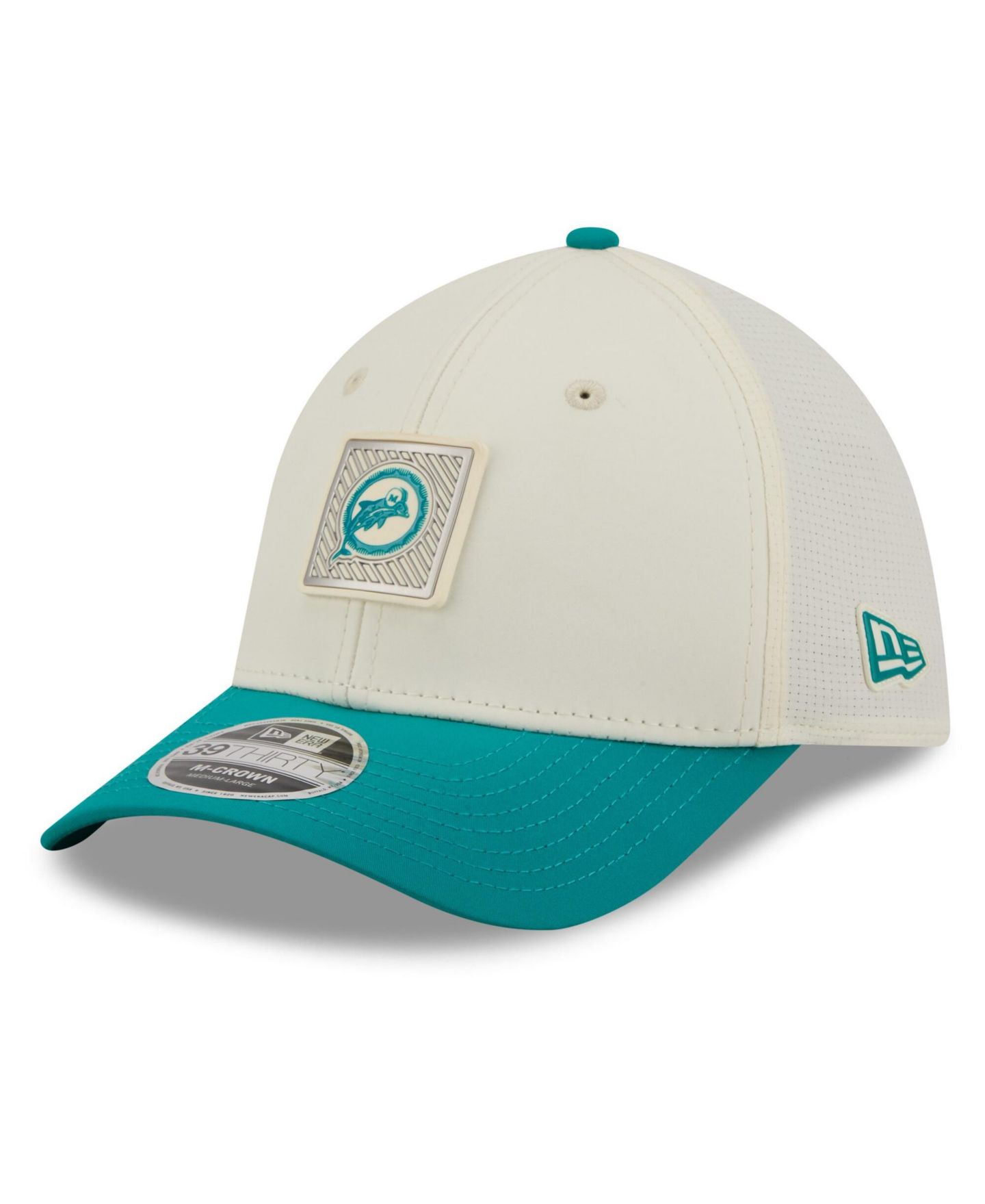 Мужская кепка New Era Cream/Aqua Miami Dolphins 2026 NFL Training Camp 39THIRTY Flex Hat — фото 3