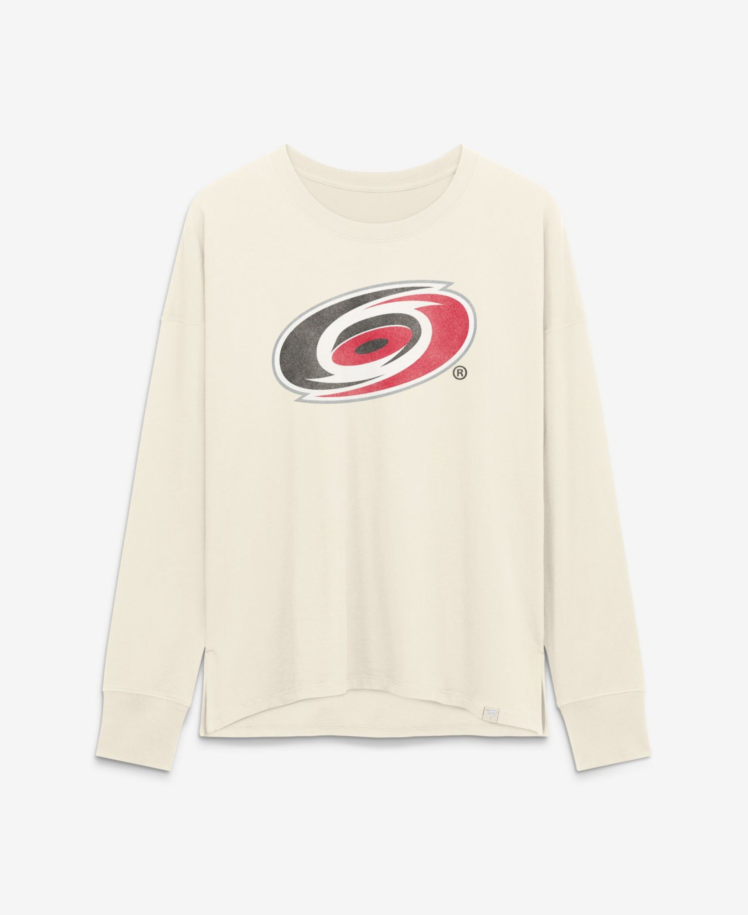 Women's Cream Carolina Hurricanes Distressed Logo Long Sleeve T-Shirt