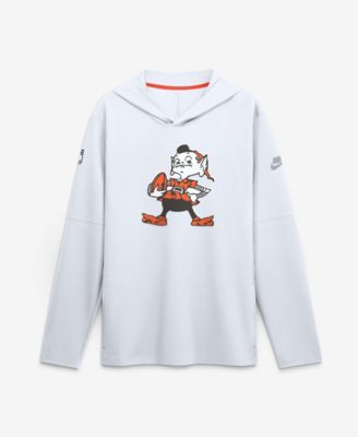 Men's White Cleveland Browns Sideline Dri-FIT Long Sleeve Hooded T-Shirt