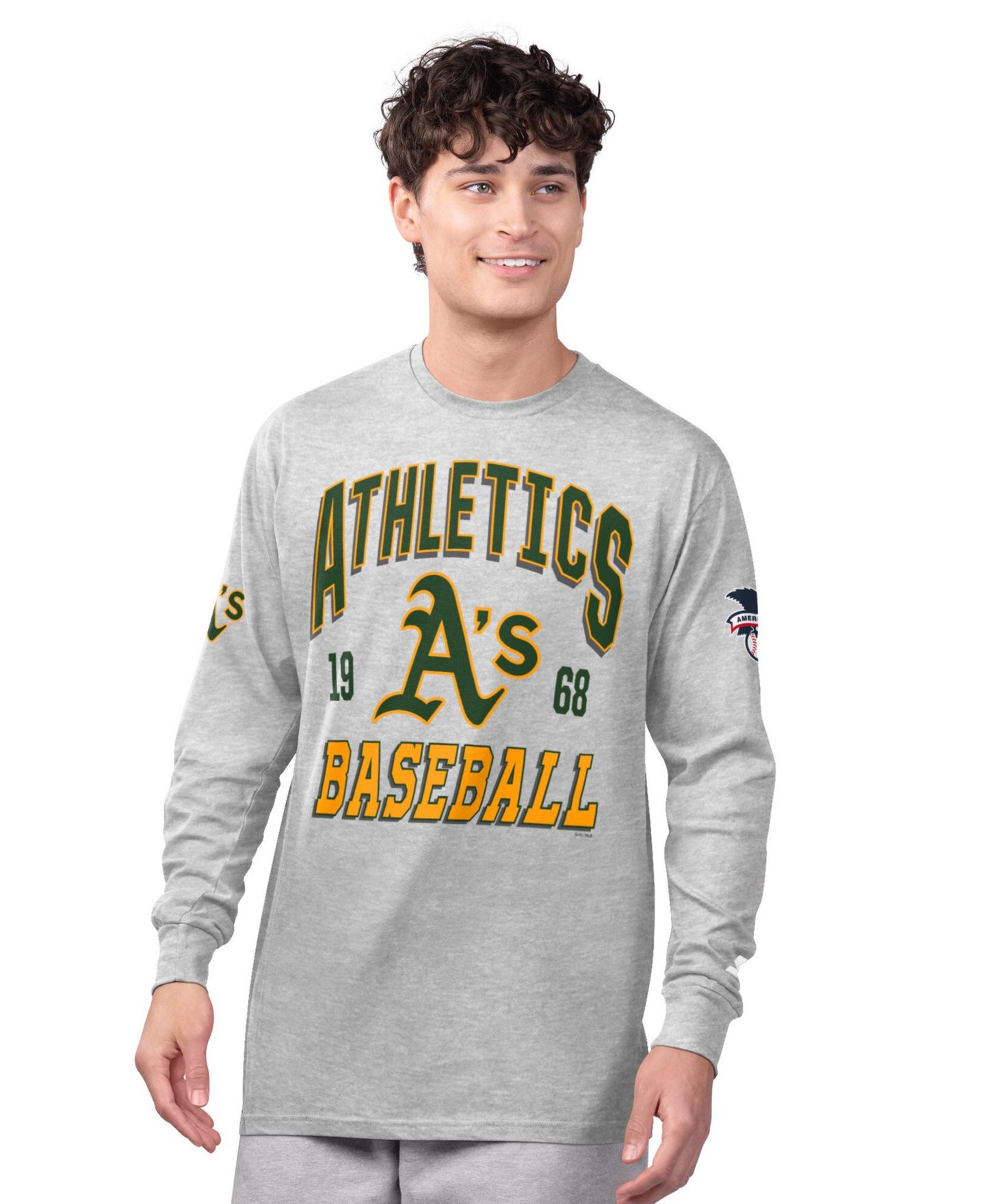 Мужские футболки Starter Heather Gray/Green Athletics Two-Pack Long Sleeve Short Sleeve T-Shirt Set — фото 4
