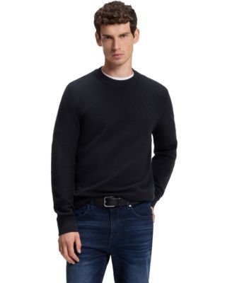 BOSS by Men's Diagonal-Structured Cotton Regular-Fit Sweater