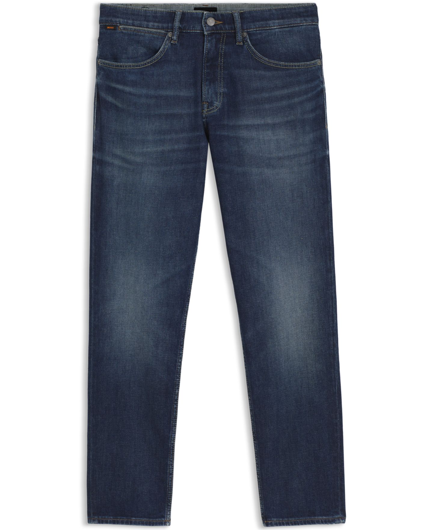 Мужские джинсы Hugo Boss Stretch Cotton Contrast Stitching Tapered-Fit, цвет: Синий — фото 2