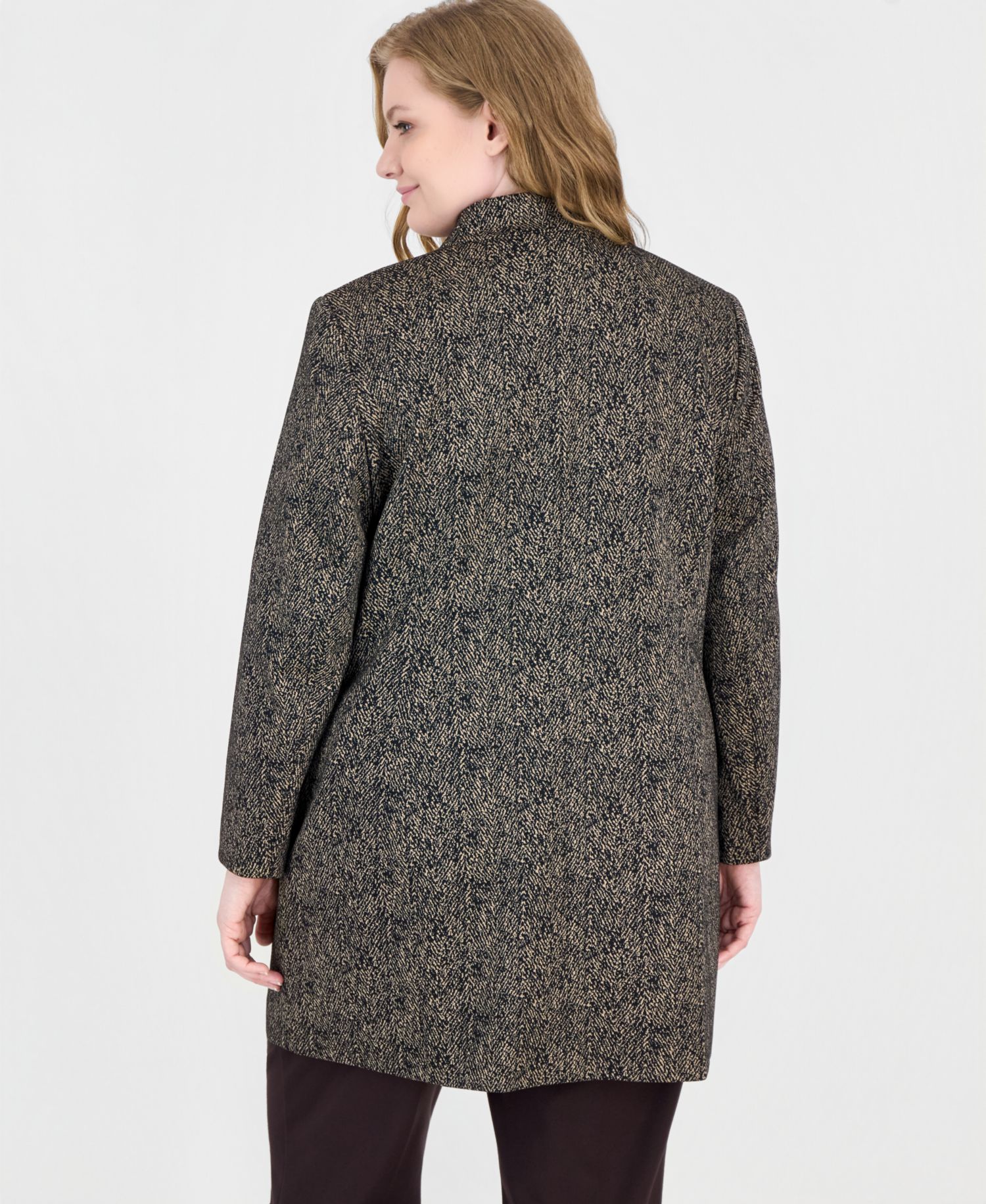 Plus Size Stand Collar Mid-Length Topper