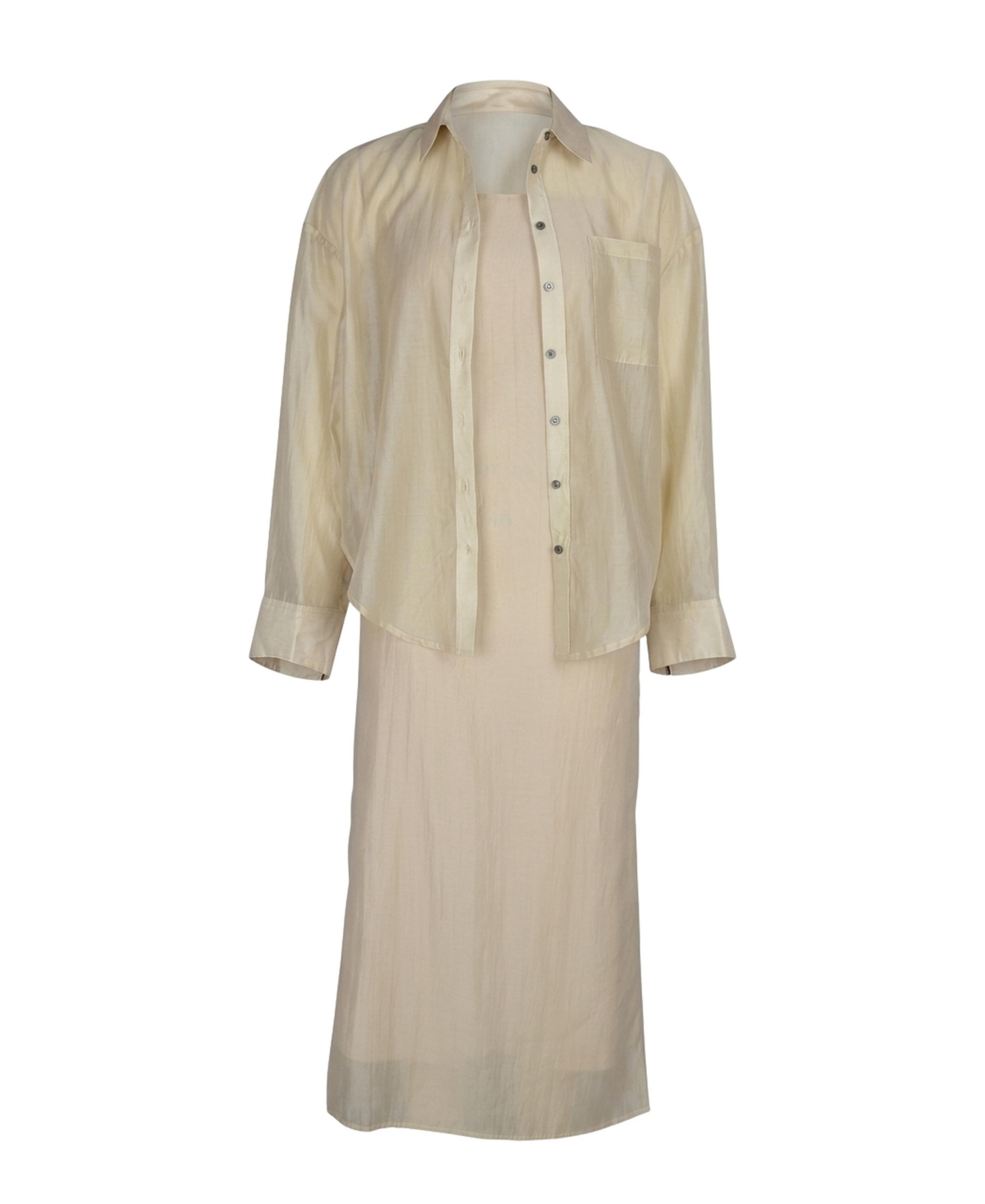 Modenaire Women's Sheer Layered Midi Dress Set