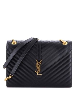 Large Classic Monogram Envelope Satchel Matelasse Chevron Leather