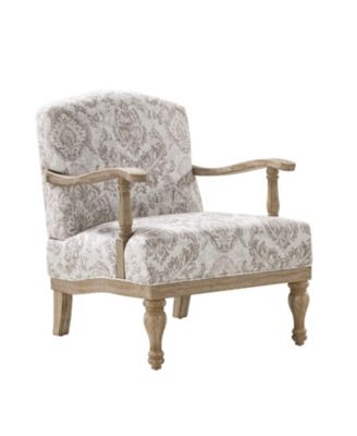 Ode 27.75"With Farmhouse Floral Accent Chair with Solid Wood Frame
