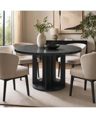 47" Round Dining Table with O-Shaped Legs - Modern MDF Kitchen Table for 4-6 People, Easy Assembly, for Dining Room Living Room