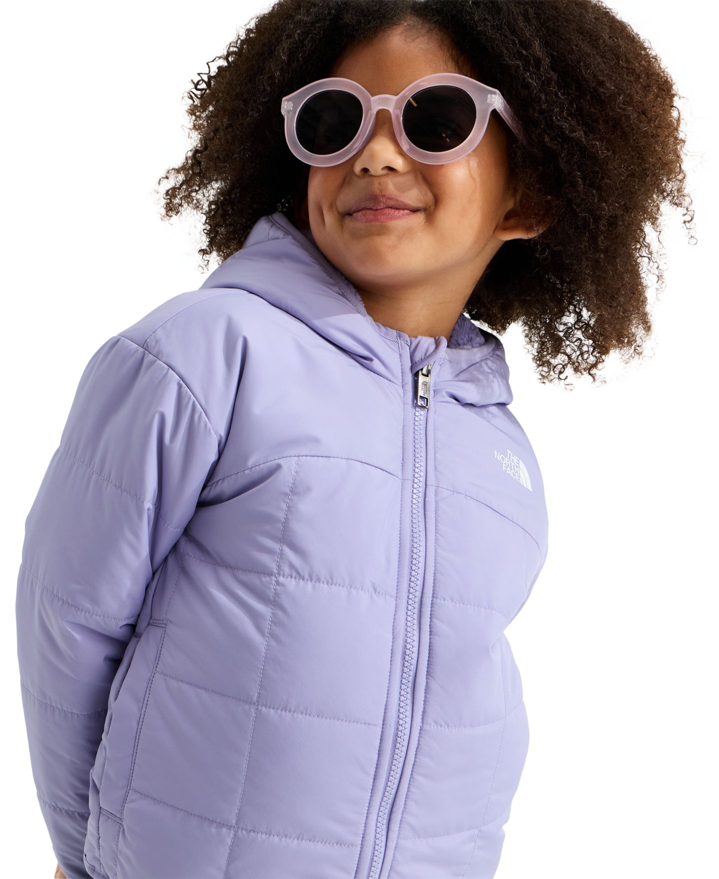 Куртка The North Face Reversible Shasta Full-Zip Hooded Jacket для девочек, цвет: Бледный сливовый — фото 4