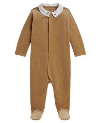 Baby Boys' Embroidered Velour Footed Coverall