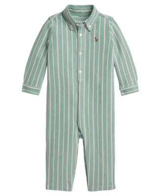Polo Ralph Lauren Baby Boys Striped Knit Oxford Coverall - Green 45$