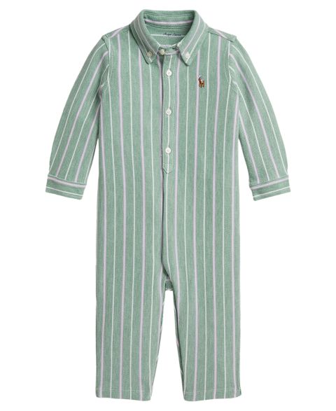 Детский комбинезон Polo Ralph Lauren из полосатого трикотажа оксфорд, для мальчика, цвет: Зелёный
