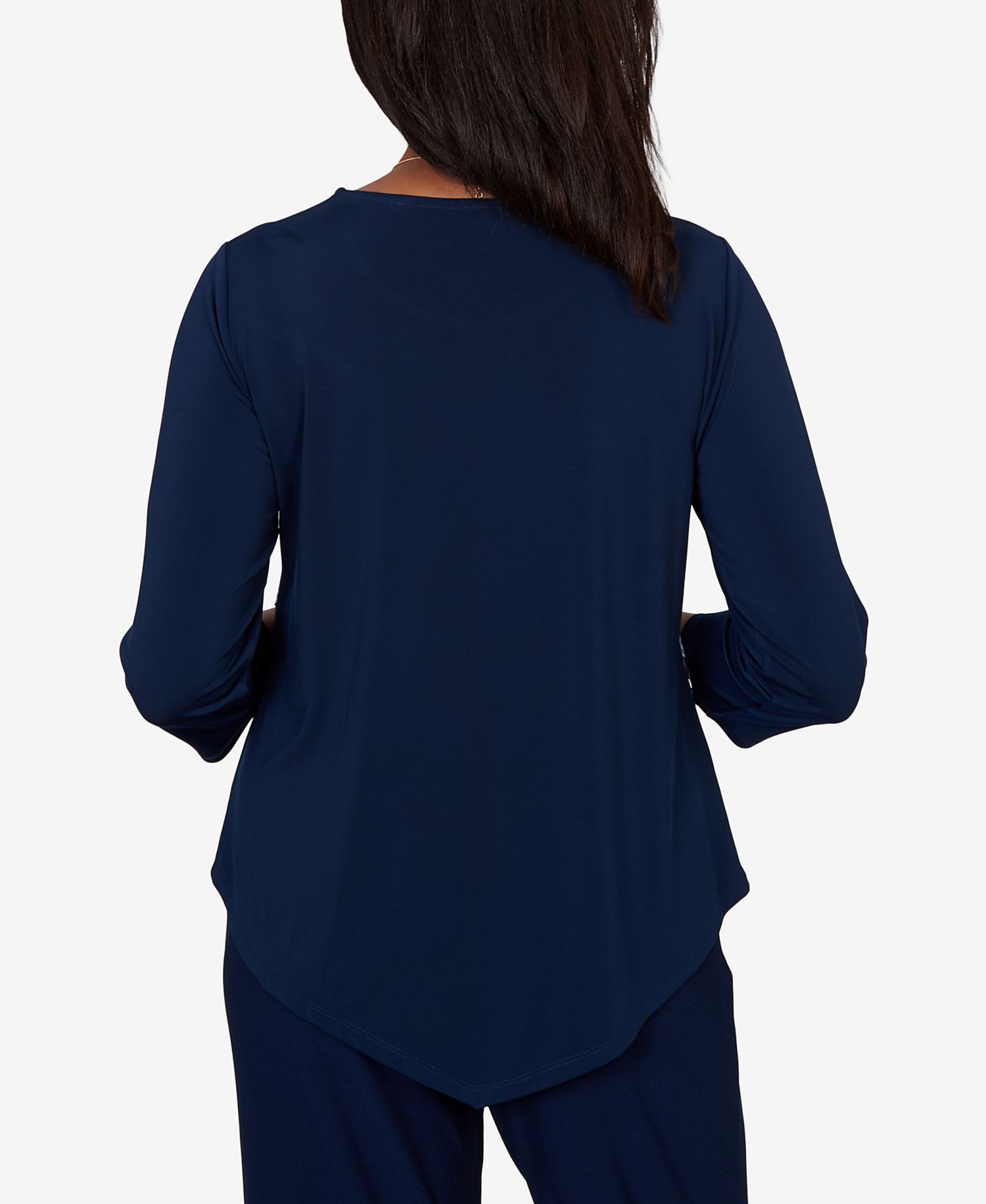 Petite Etched Plaid Diagonal Puff Printed Top
