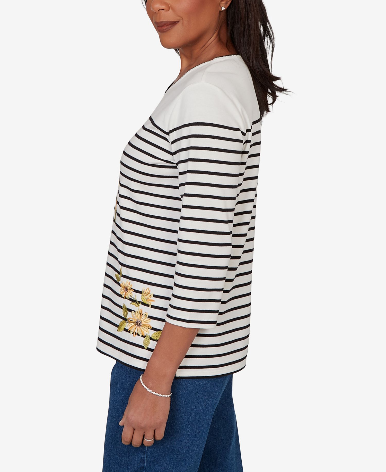 Petite Sunflower Stripe Knit Top