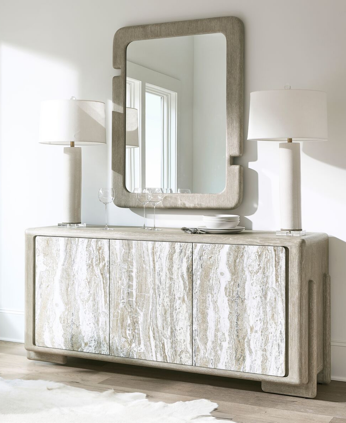 Bernhardt Arcadia 48" Clay Resin Frame Mirror