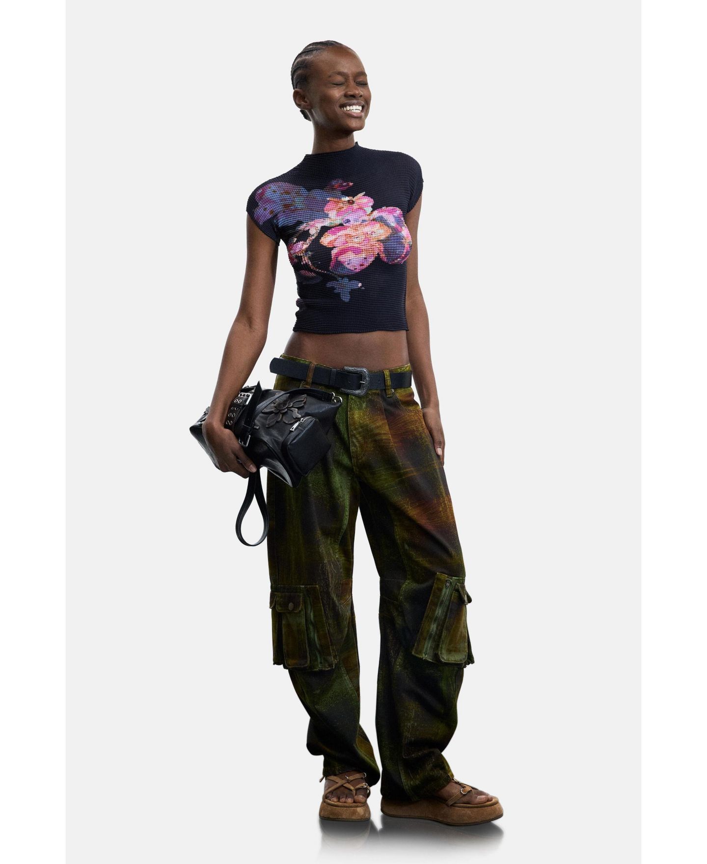 Женская блузка Desigual Printed High Neck, цвет: Чёрный — фото 5