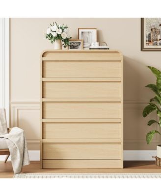 Modern Arched 5-Drawer Dresser, 45" Tall Freestanding Storage Chest with Large Drawers, MDF Construction, Bedroom and Living Room