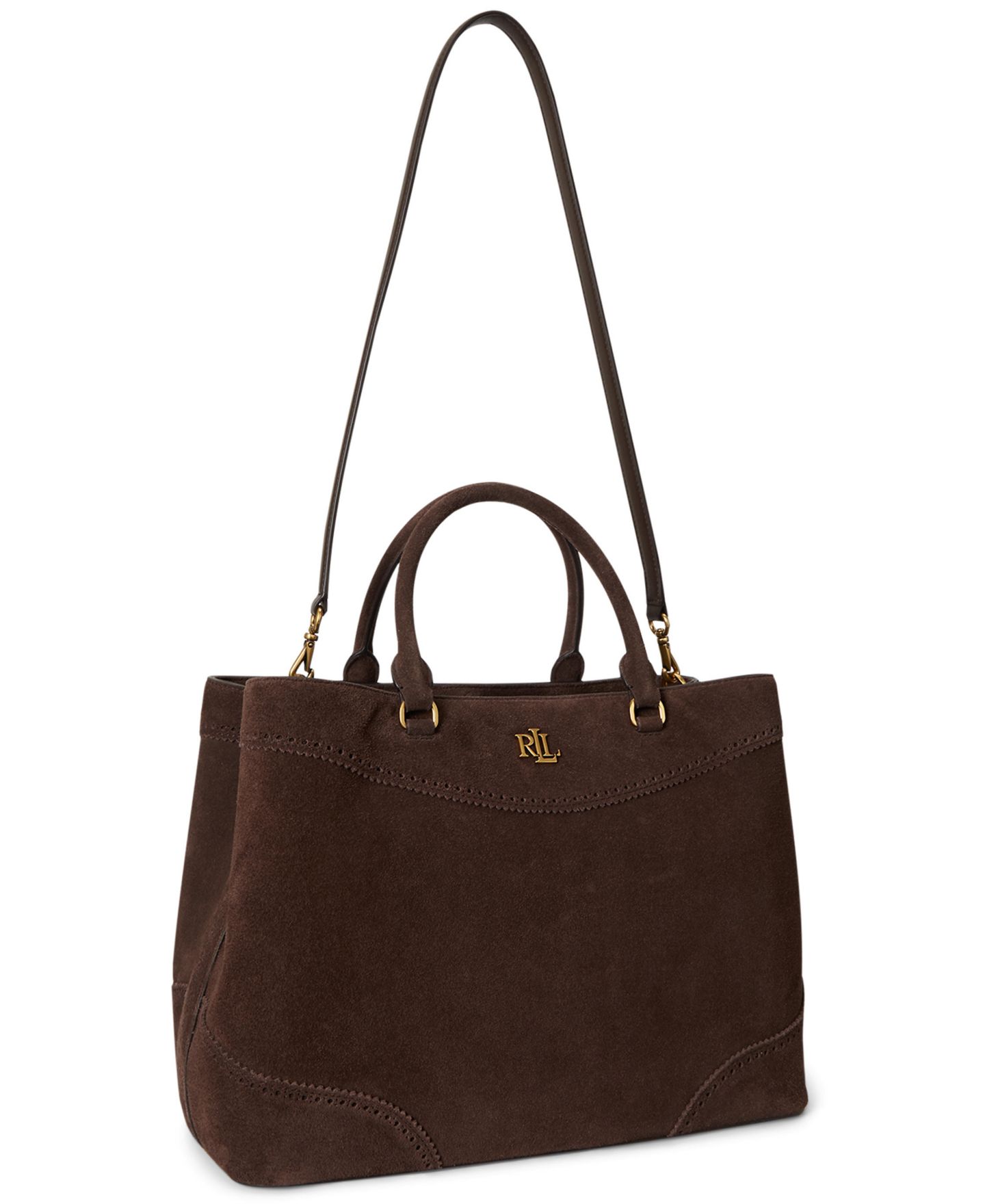 Женская сумка Lauren Ralph Lauren Marcy Suede Large Satchel, цвет: Каштановый коричневый — фото 4