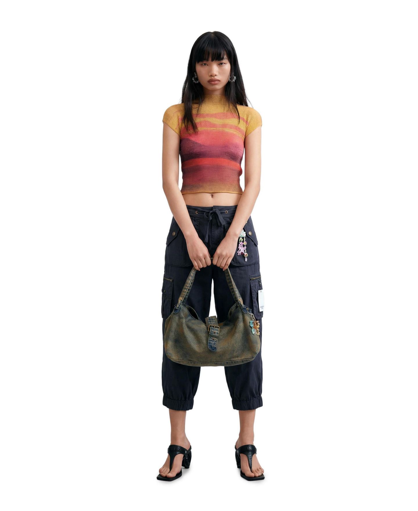 Женская блузка Desigual Short-Sleeved High Neck, цвет: Разноцветный — фото 2