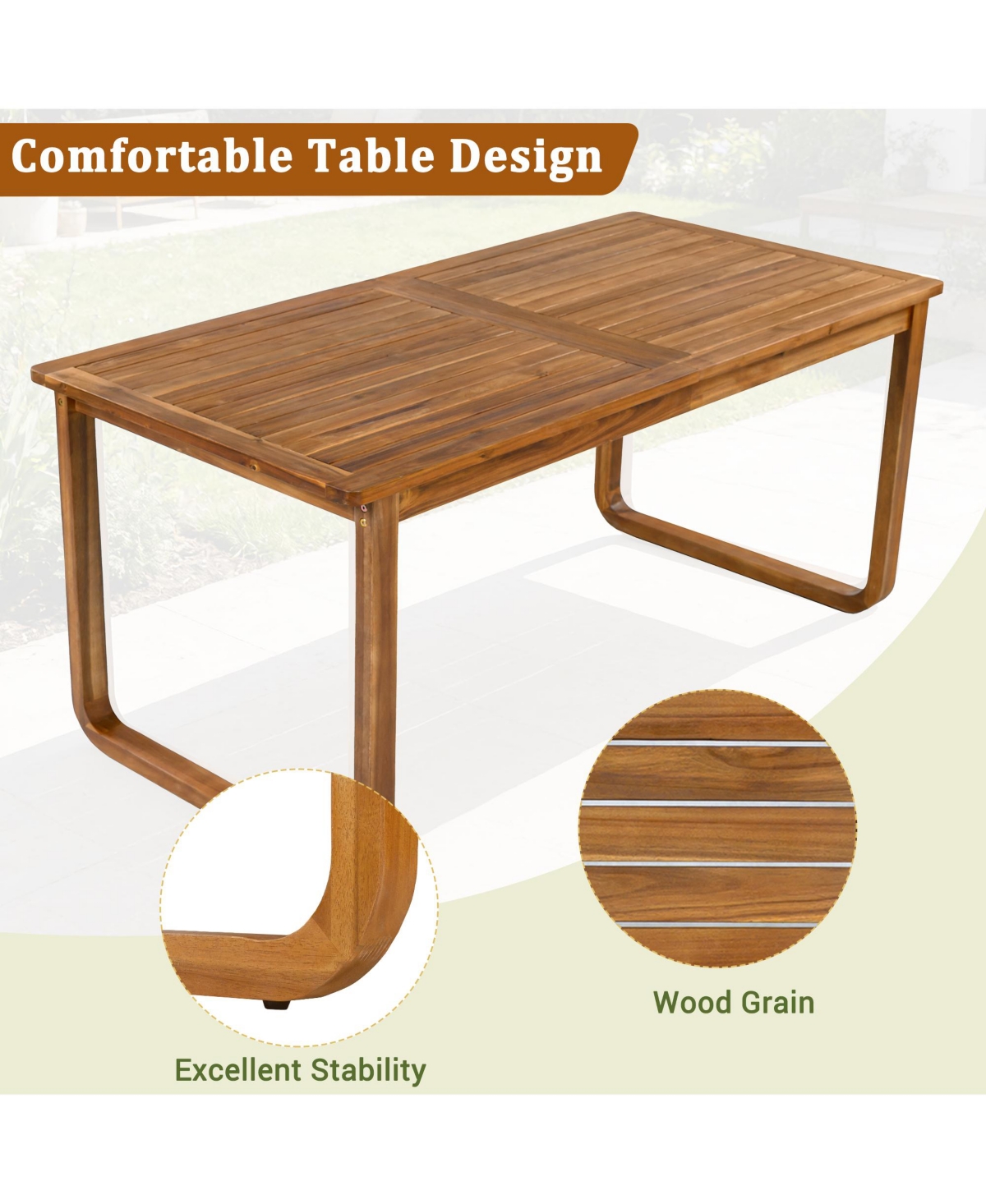 Boyel Living 7 Pieces Patio Dining Set, Solid Wood Outdoor Table and 6 Chairs with Removable Cushions, Furniture for Garden