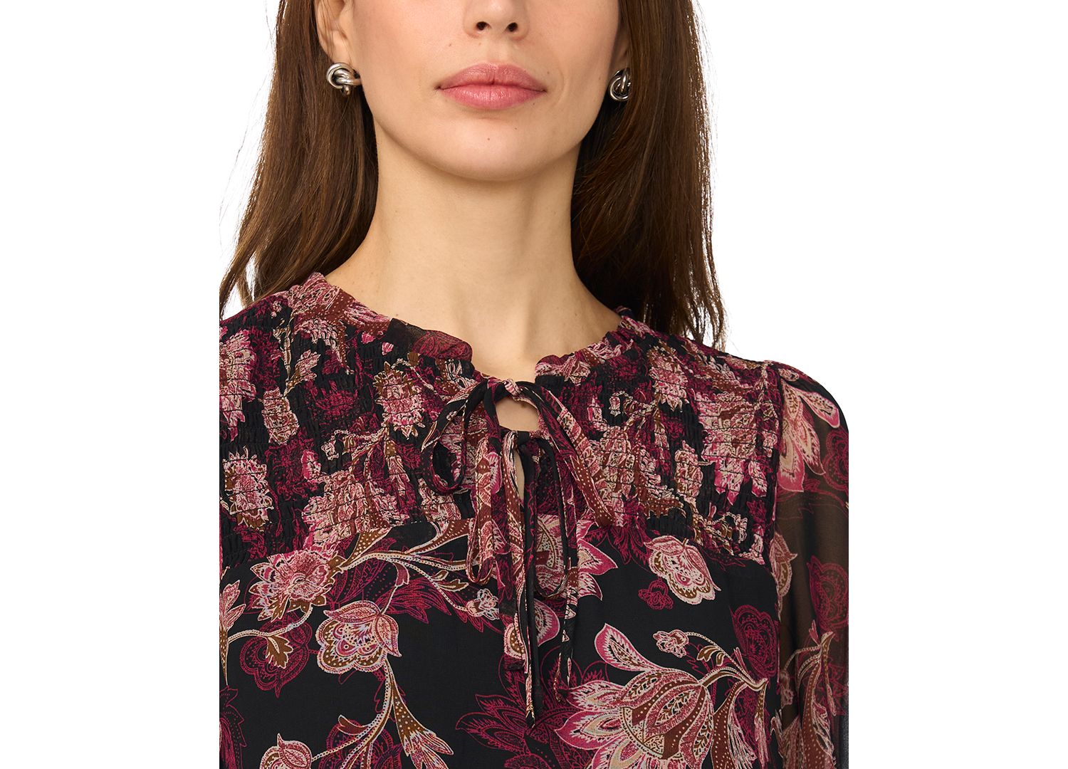 Women's Smocked Yoke Ruffle Neck Dress