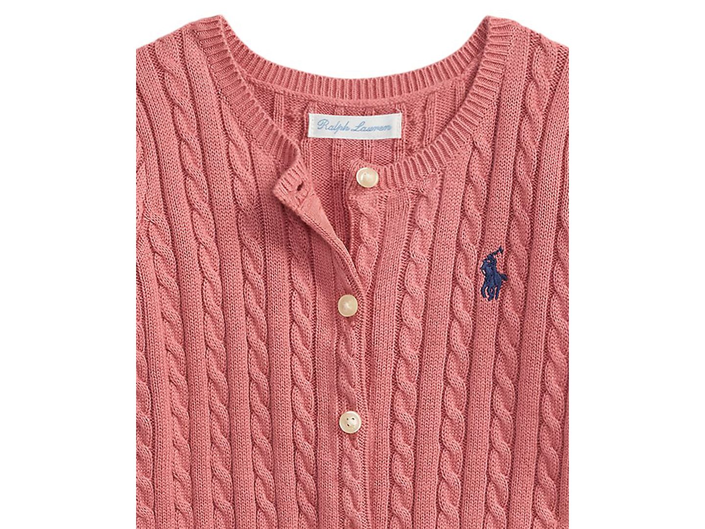 Кардиган Polo Ralph Lauren Mini Cable Cotton Cardigan для девочек-малышей, цвет: Холщовый розовый — фото 3