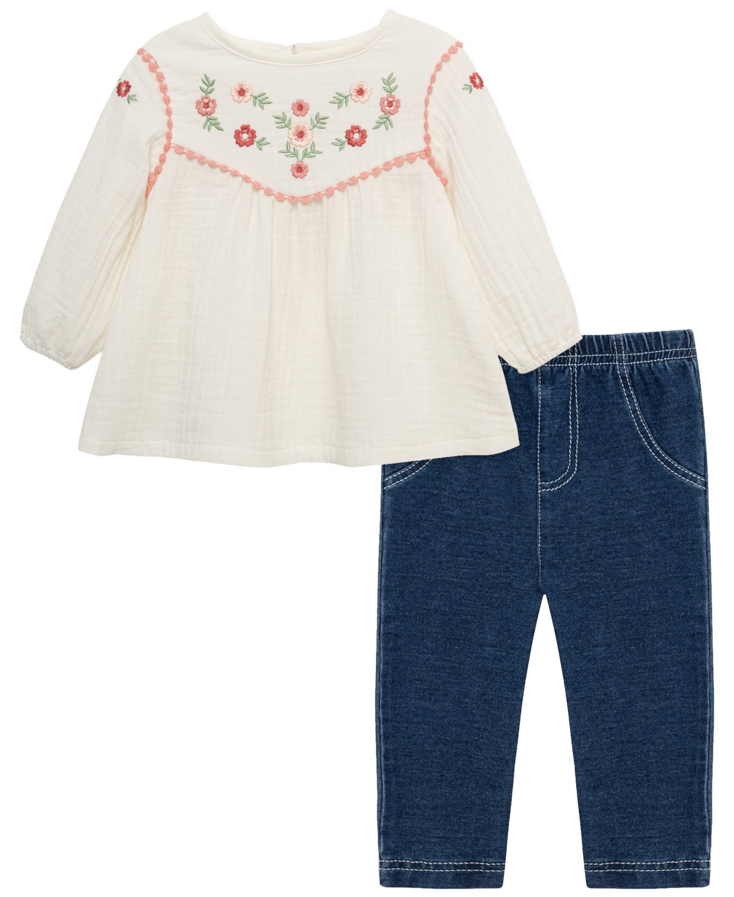 Baby Girls' Floral Tunic Long-Sleeve Top and Pants, 2-Piece Set