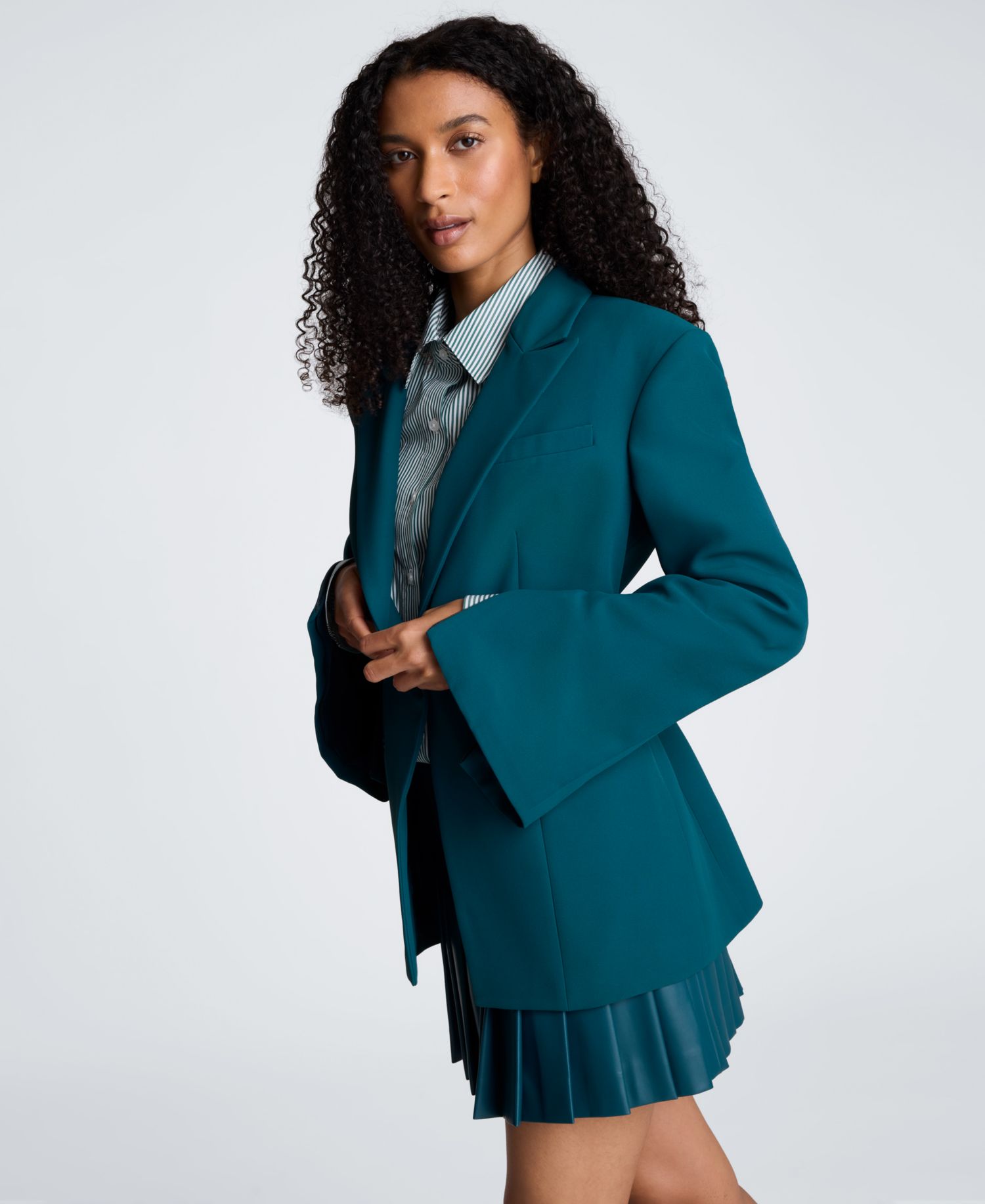 Women's Slim-Sleeve Zippers One-Button Blazer