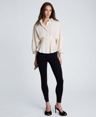 Women's Pleated Button-Front Peplum Shirt thumbnail 2