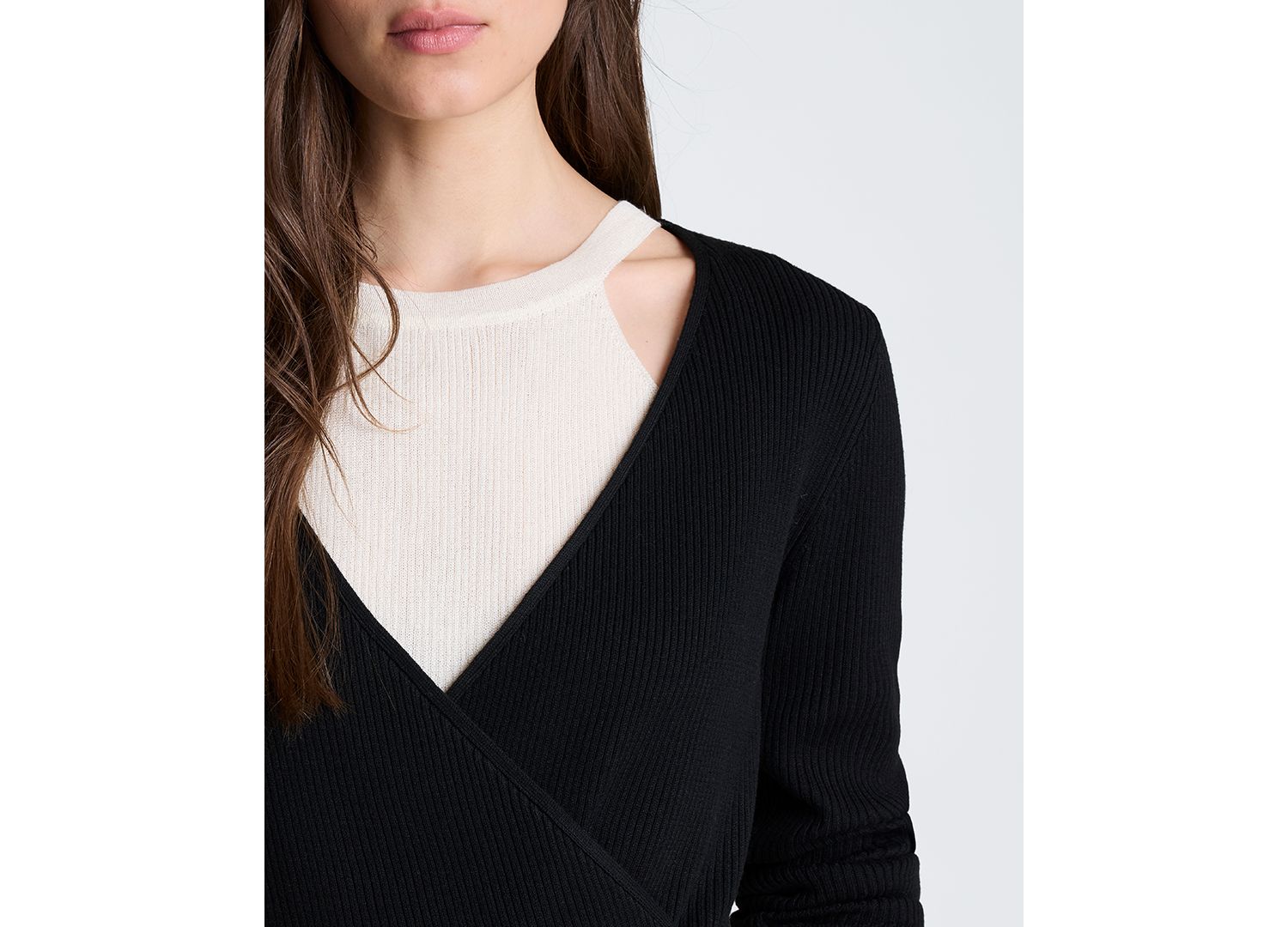 Women's Ribbed Twofer Wrap Sweater