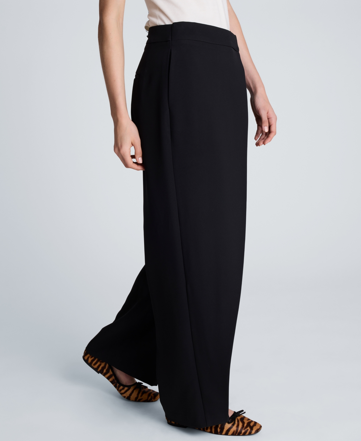 Kenneth Cole Women's High-Rise Asymmetric Crossover Wide-Leg Pants