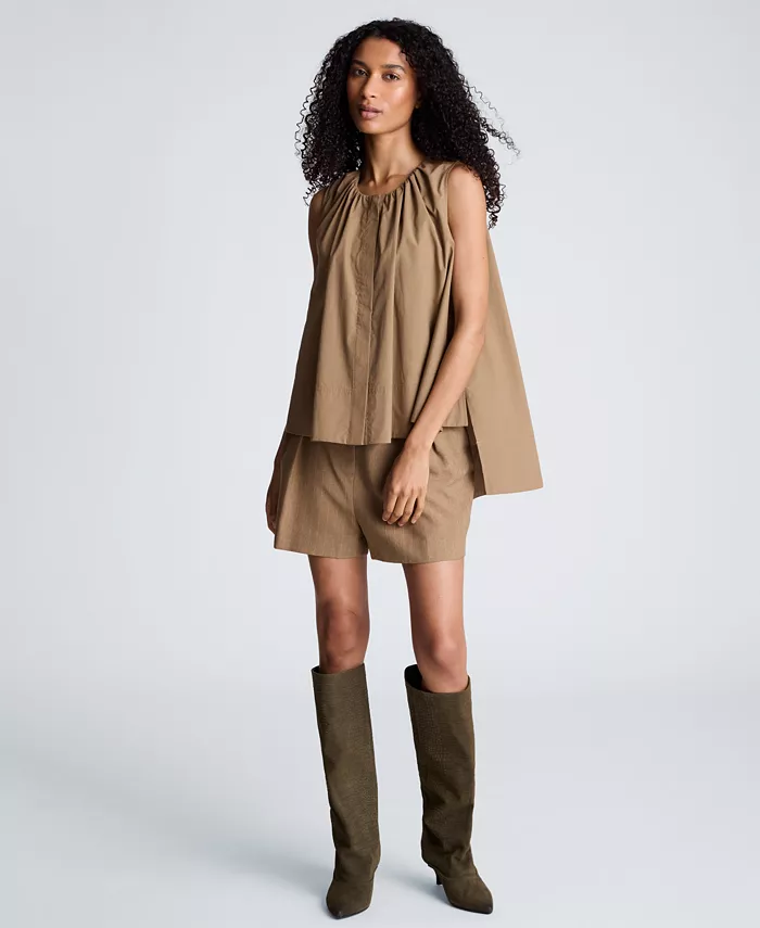 Women's High-Low Tent Poplin Top - thumbnail 2