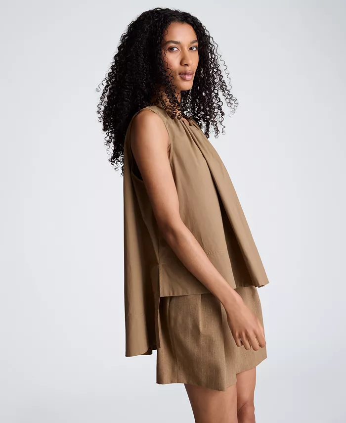 Women's High-Low Tent Poplin Top - thumbnail 8