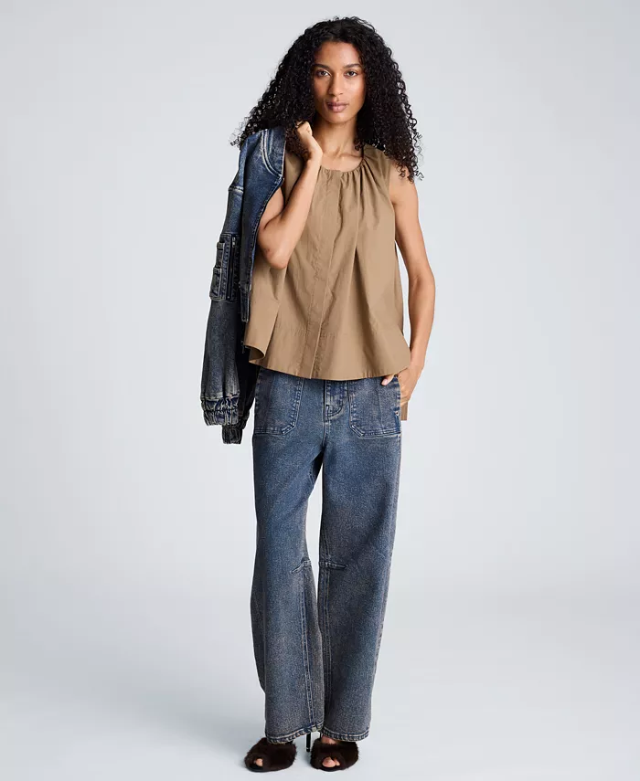 Women's High-Low Tent Poplin Top - thumbnail 10