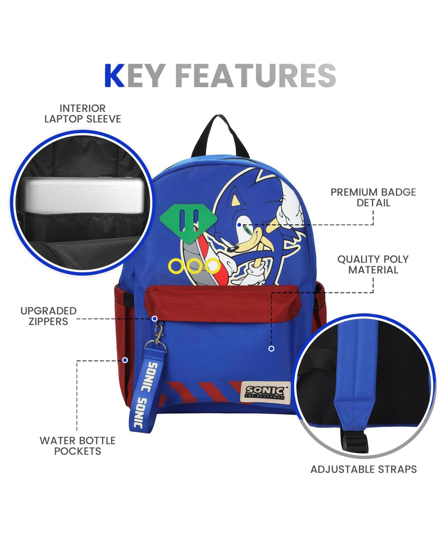 Sonic Character Art 16.5 Inch Adult Backpack