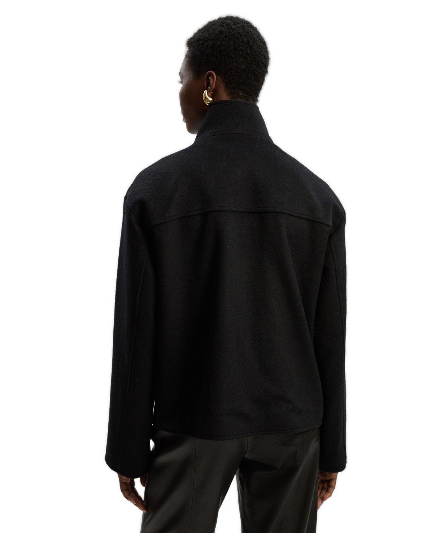 Women's Brushed Wool Funnel Neck Tailored Coat