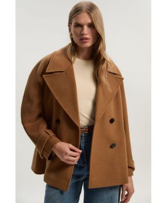 Women's Brushed Wool Double Breasted Short Coat