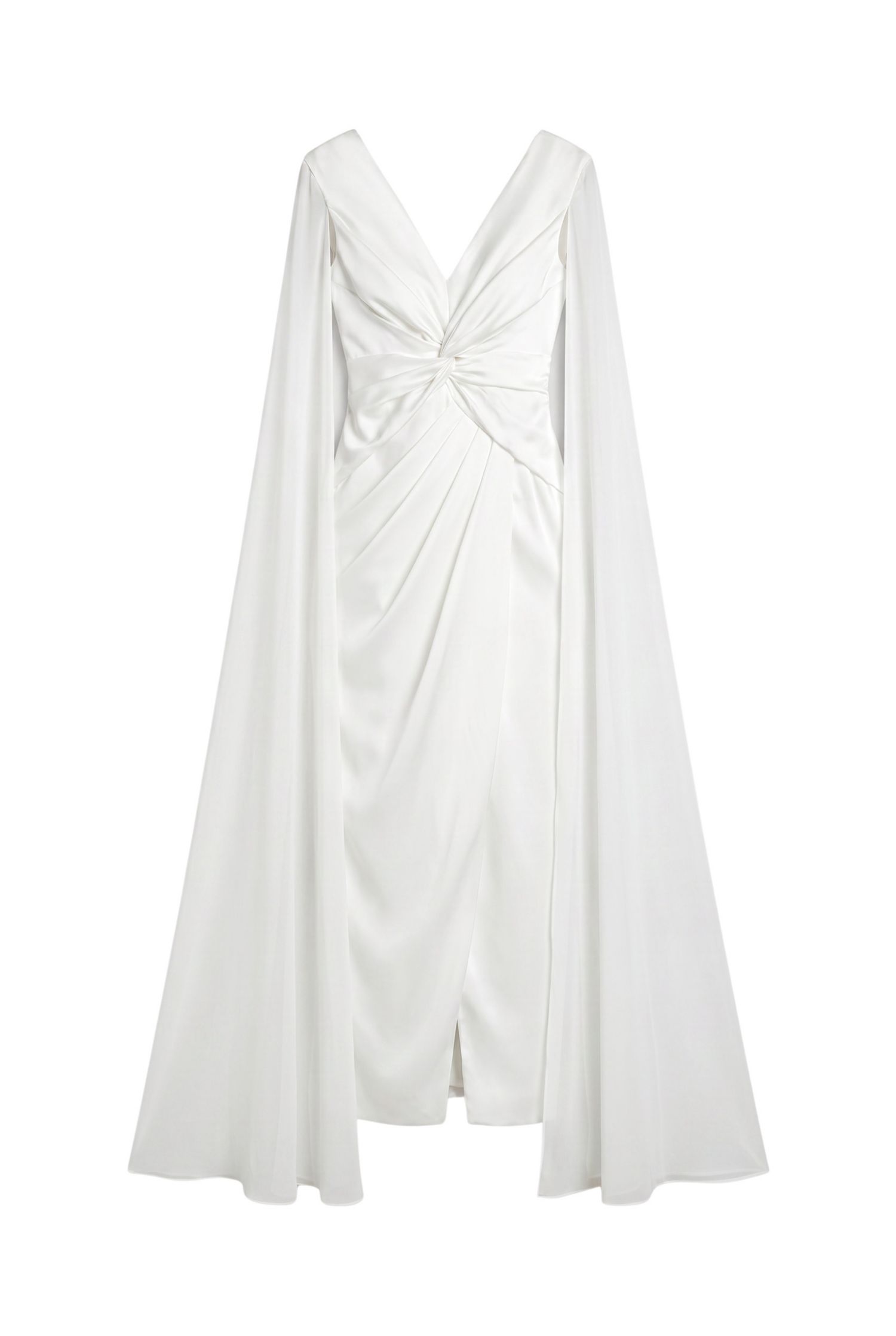 Women's Cape Sleeve Satin Maxi Dress