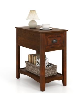 Contemporary Chair Side End Table Compact Table with Drawer Nightstand