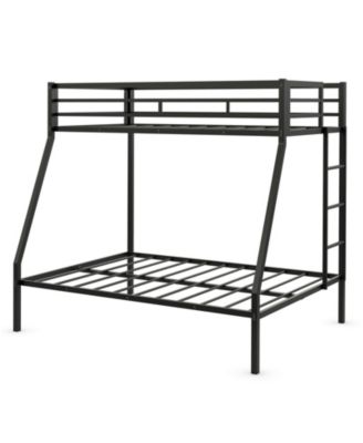 Twin Over Full Bunk Bed Frame with Safety Rail and Ladder Design