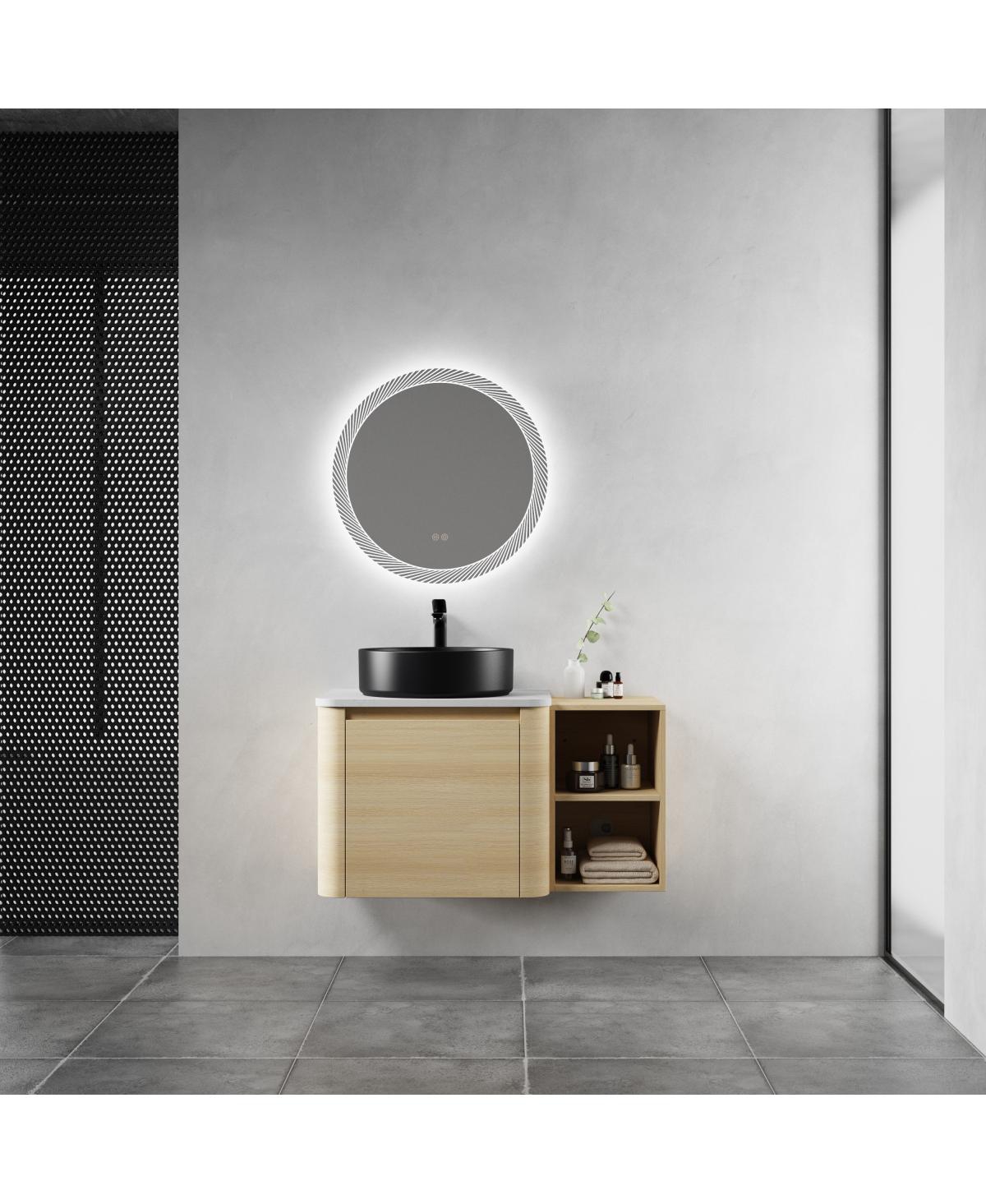 Sillysis Inch Wall Mounted Bathroom Vanity with Ceramic Vessel Sink
