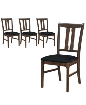 Wooden Dining Chairs Fabric Upholstered Kitchen Chairs with High Curved Back