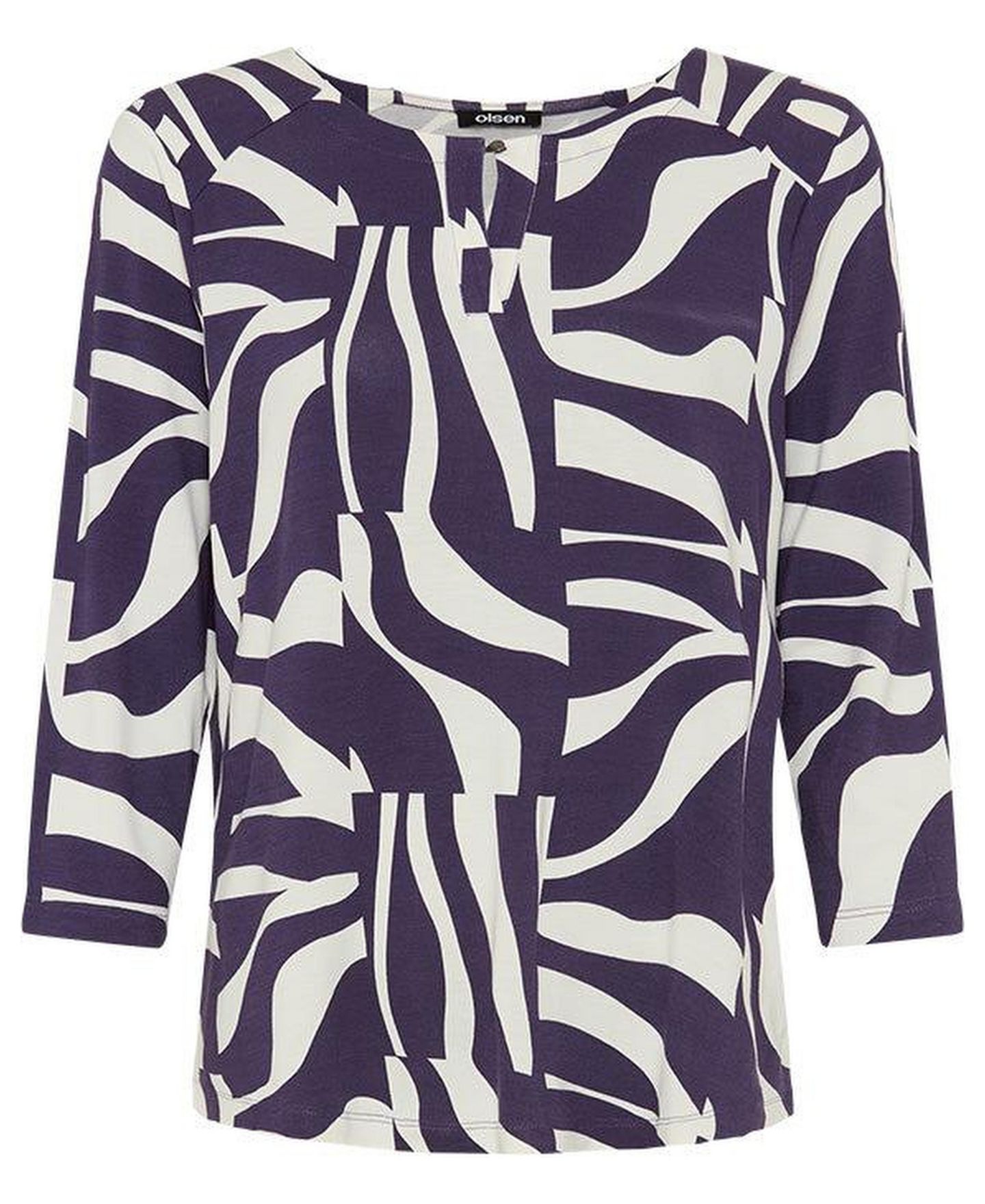 Женская футболка Olsen Zebra Splice Print Keyhole, цвет: Сливовый — фото 3