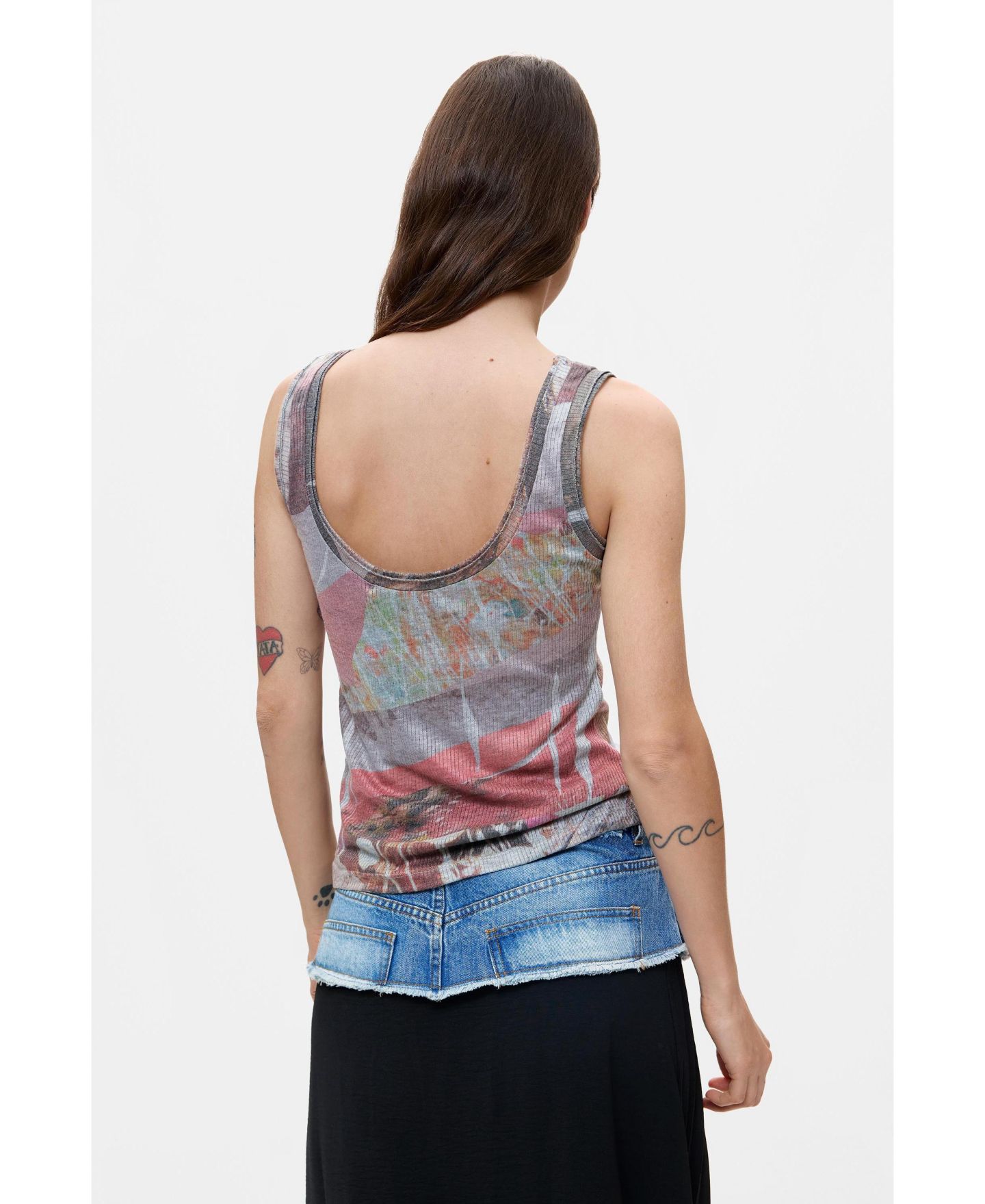 Женская футболка Desigual Strappy Knit, цвет: Светлый серый — фото 4