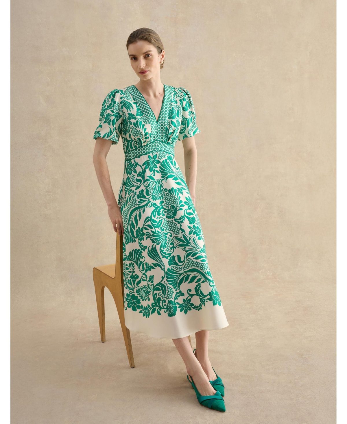 Hobbs London Trelissick V-Neck Fit Flare Dress