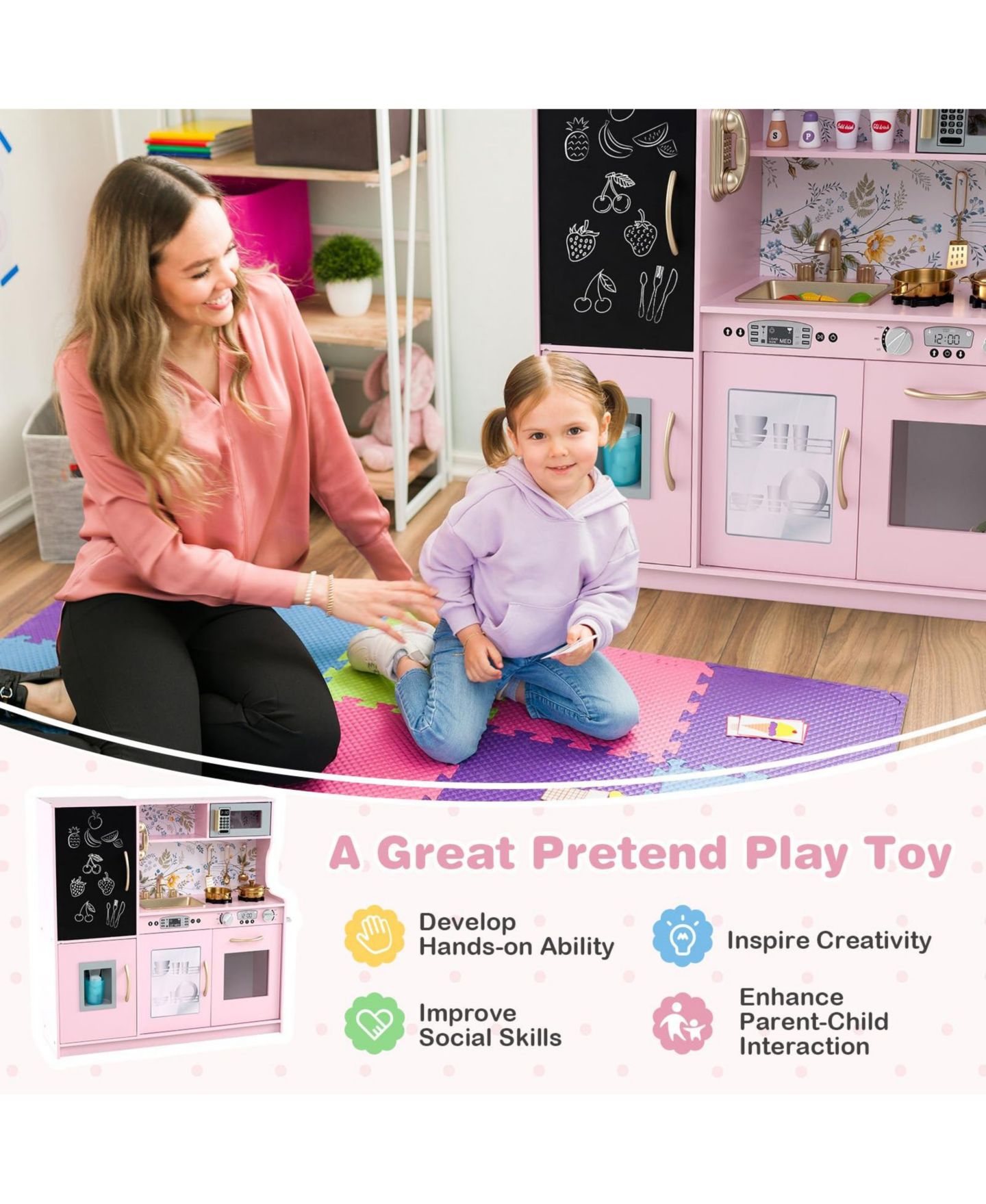 Детская игрушка Mecale Working Ice Maker Play Kitchen, Ages 3-6, цвет: Розовый — фото 2